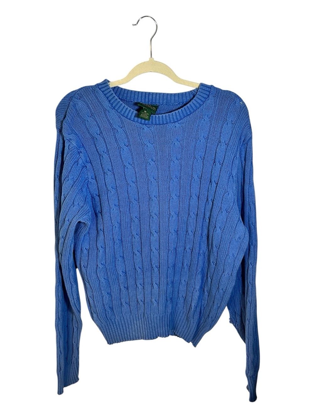 J Crew Classic Cable Knit Crewneck Sweater - Blue